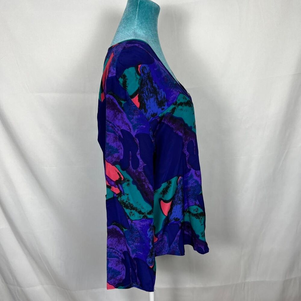 VIBRANT YUMI KIM 100% Silk Abstract Print Blouse - Picture 5 of 7